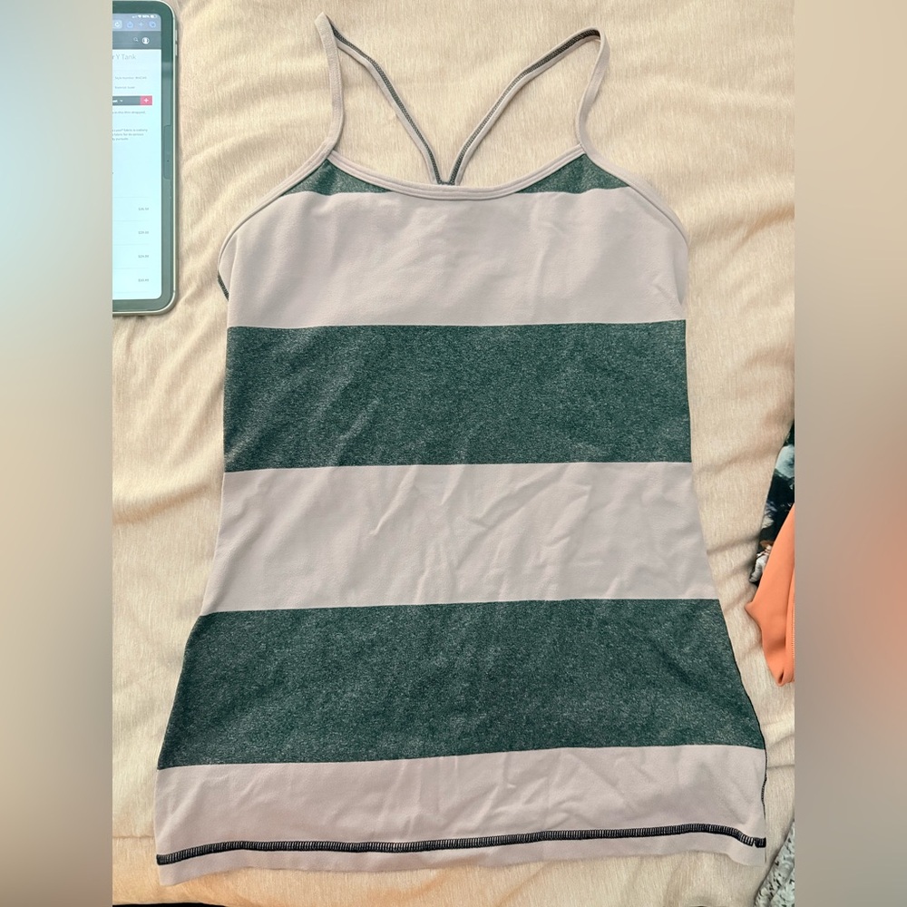 Lululemon Striped purple and Gray Women's power y tank Top